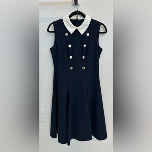 Tommy Hilfiger Black Dress with White Collar and Silver Buttons